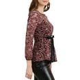 thumbnail image 5 of INSPIRE CHIC Women's Lace Peplum Blouse Floral Bracelet Sleeves Self-Tie Waist Top XS Wine, 5 of 9