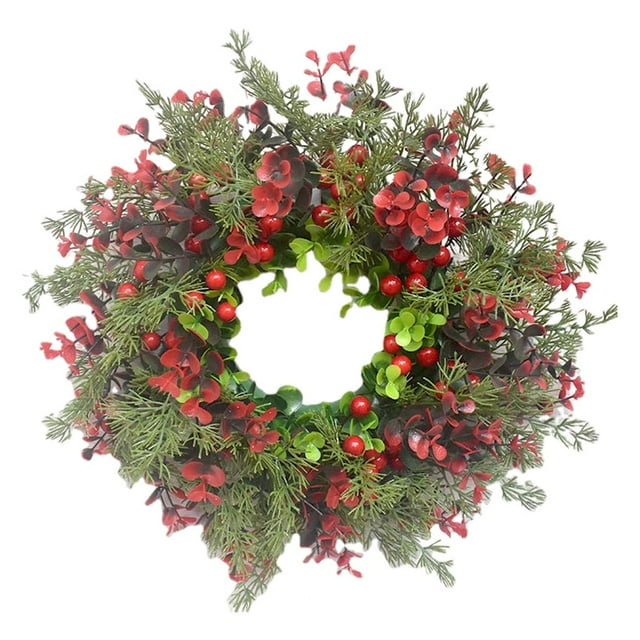 de eucalitto, imitación de roja, hojas de eucalitto, puerta colgante, decoración de ventana, navideña de 30cm