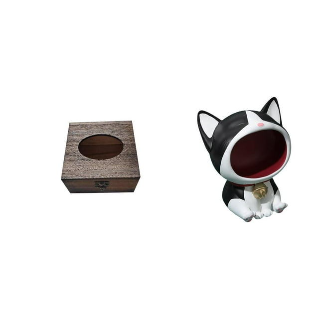 Organizador De Pañuelos De Madera Con Forma De Gato, Bandeja Decorativa, Dispensador De Servilletas, Figurita Para Baño, Dormitorio, Escritorio Y Hogar.
