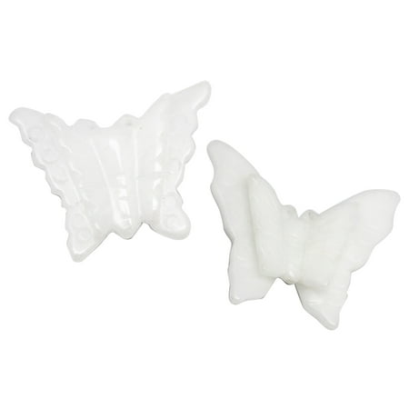 New Double Strand - Double Wing Sets White Colored Butterfly Bead Pair With Two Strand Loops (2pc)