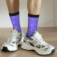 thumbnail image 6 of Hirioo Purple Glitter Pattern Adult Middle Tube Socks Breathable Sock Non-Pilling,Contrasting Color Design, 6 of 6