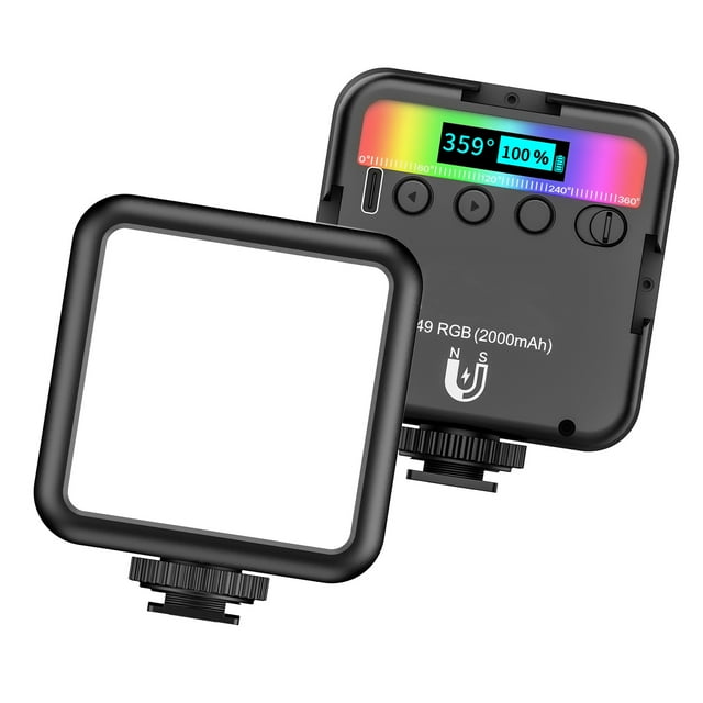 Cámara Lámpara de fotografía Irfora RGB Pocket LED Video Light Fotografía Luz de relleno 2500K-9000K Regulable CRI95 + Batería incorporada con soportes de zapata para retransmisiones en vivo Entrev Irfora Lámpara de fotografía