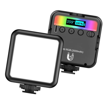 

RGB Pocket Video Photography Fill 2500K-9000K Dimmable CRI95+ Built-in Battery with Cold Shoe Mounts for Live Broadcast Interview Portraits Weddings Photography