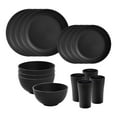 thumbnail image 1 of Luzkey Dinnerware Sets Non Breakable Service for 4 Round Minimalist Matte Dishes Cups for Party Home RV Outdoor Camping Kitchen Black, 1 of 8