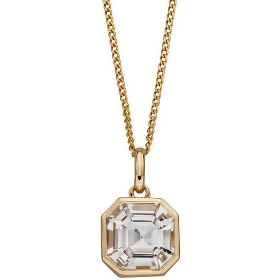 Elements Gold Asscher Cut Topaz Pendant - Gold/White