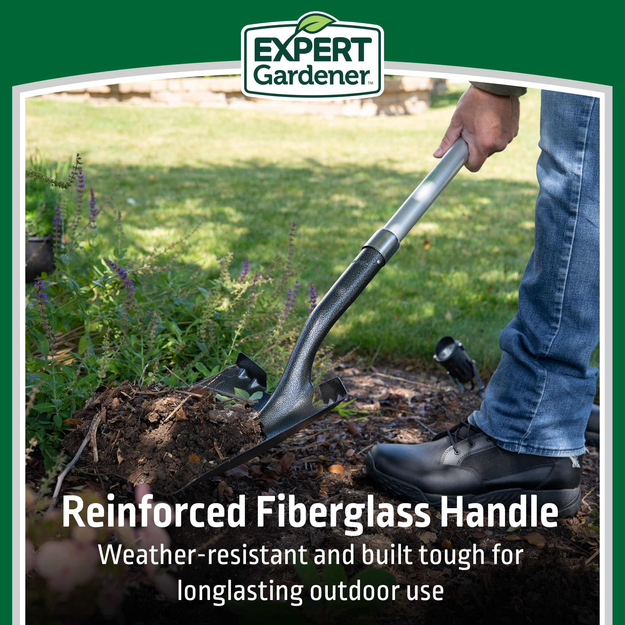 Expert Gardener Fiberglass Long Handle Transfer Shovel with Comfort End Grip