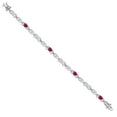 thumbnail image 3 of Gem Stone King 925 Sterling Silver White Moissanite and Red Created Ruby and Lab Grown Diamond Bracelet for Women | 4.01 Cttw | Gemstone Birthstone | Oval 6X4MM | Length 7.25 inches, 3 of 7