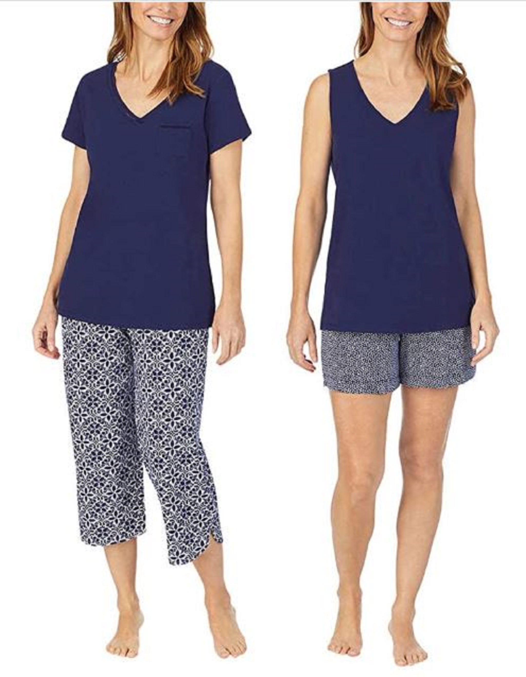 Carole Hochman Women's 4 Piece Pajama Set Tank Top, Short Sleeve Top