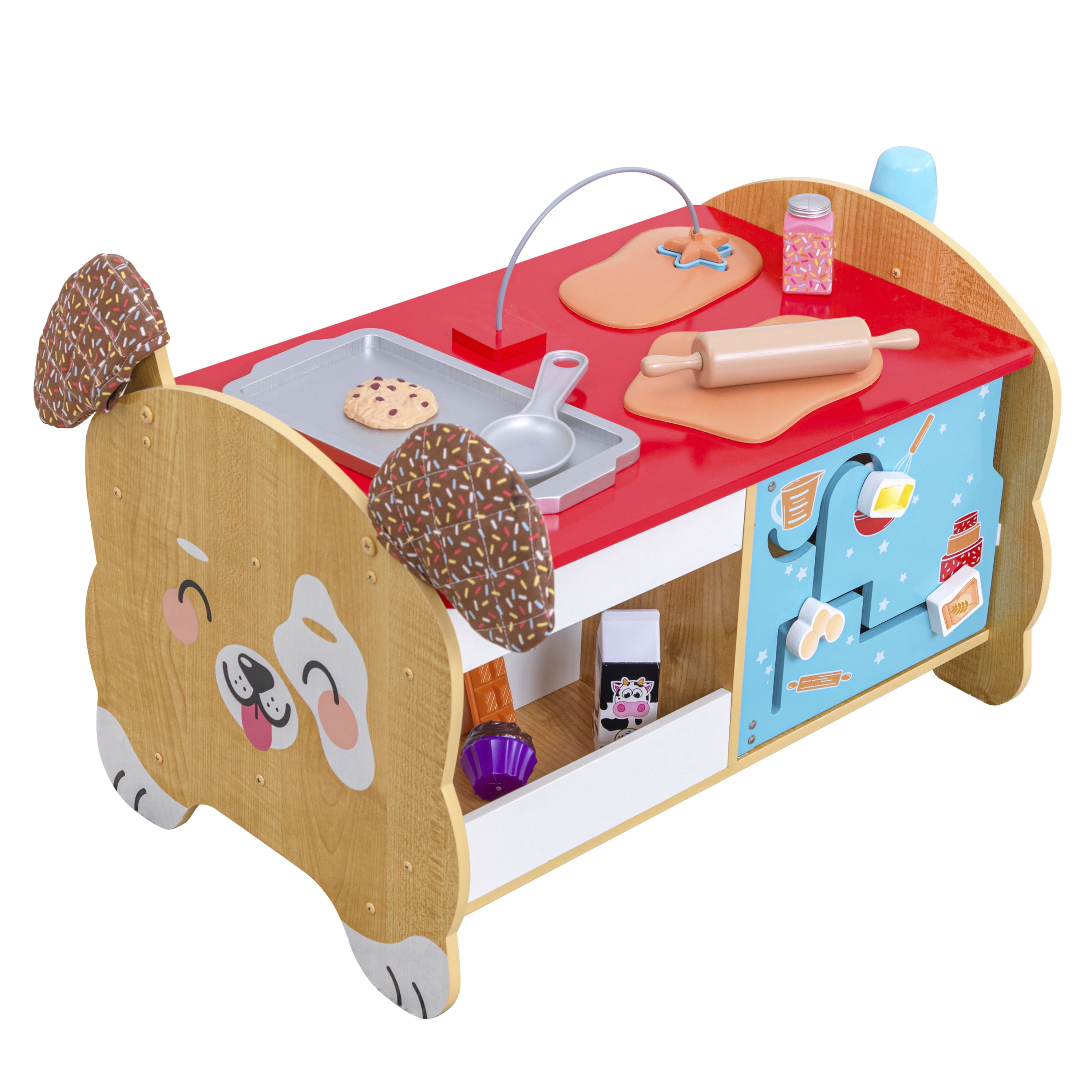 KidKraft Foody Friends Baking Fun Puppy Wooden Toddler Activity Center