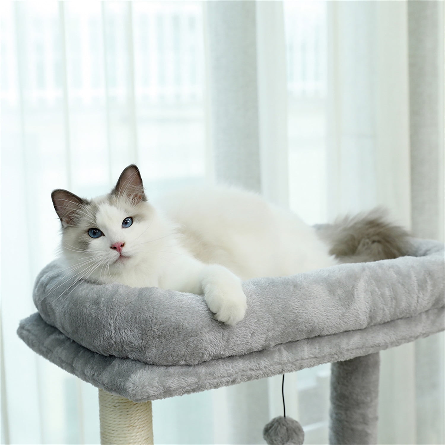 Pefilos 56" Wooden Cat Tower House for Large Cats Cat Tree for Indoor Cats with Cozy Cat Condo, Super Large Hammock and Plush Perches, Gray Pefilos 56" Wooden Cat Tower House for Large Cats Cat Tree for Indoor Cats with Cozy Cat Condo, Super Large Hammock and Plush Perches, Gray
