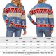 thumbnail image 2 of Jerséis de ganchillo para mujer, informal, muñeco de nieve, patrón de copo de nieve, cuello redondo, atuendo diario FLhrweasw Nuevo, 2 of 9