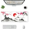 thumbnail image 2 of Japanese Landscape Cherry Blossom Gaming Mouse Pad XL, Non Slip Rubber Base Mousepad, Stitched Edges Desk Pad, Extended Large Mice Pad,31.5 X 11.8 Inch, 2 of 6