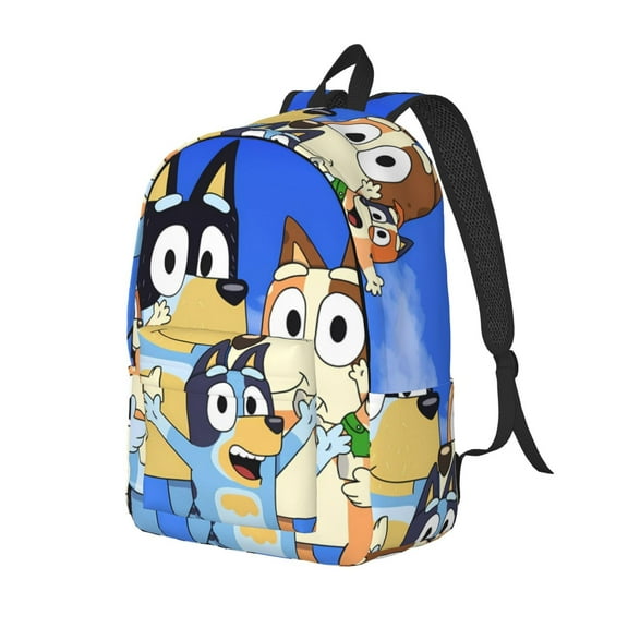 Netaao Bluey for Class, Work, Travel, or Laptop Canvas Daypack with Water Bottle Pocket-Small