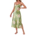 thumbnail image 2 of INSPIRE CHIC Women's Floral Satin Nightgowns Camisole Sleepwear Spaghetti Straps Nightshirt Silky Long Pajama Dress M Green, 2 of 6