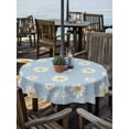 thumbnail image 2 of Outdoor Tablecloth with Umbrella Hole for Patio/Picnic/Party/Camping, Blue Spring Floral Waterproof Table Cloth Round Cover Washable, Daisy Flowers Elegant Farmhouse Art (Dia 60"), 2 of 9