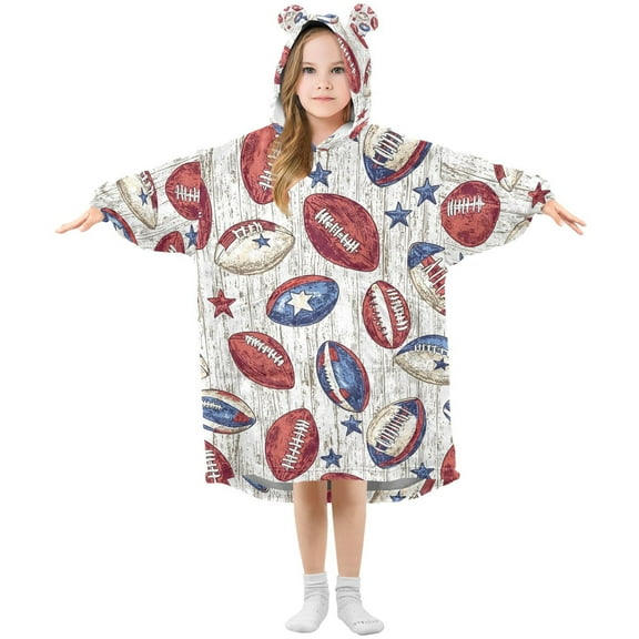 joogoo Wearable Blanket Hoodie for American Rugby Football Oversized Sherpa Hooded 3-14 YR M