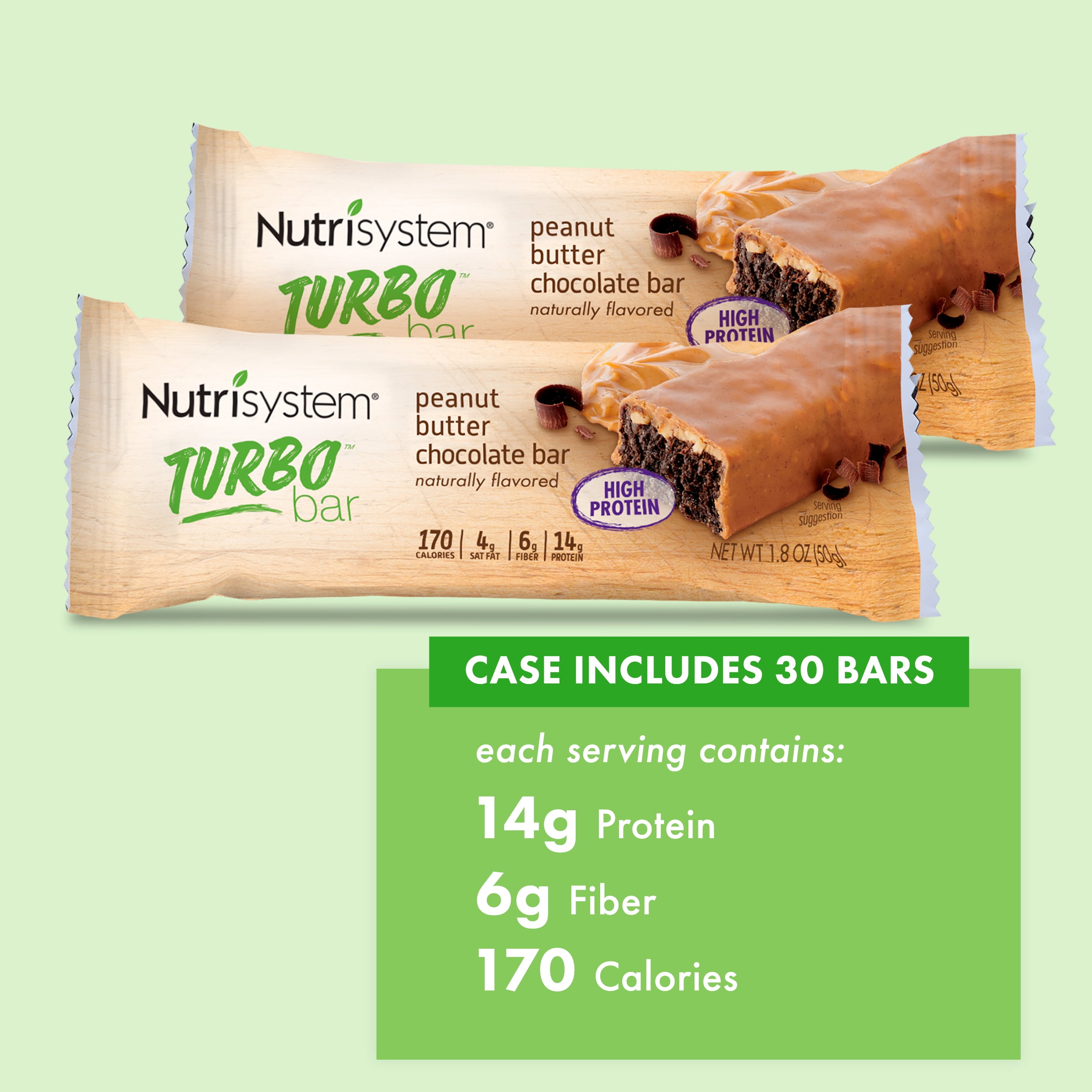 Nutrisystem Turbo Chocolate Peanut Butter Bars Box Probiotics Fiber