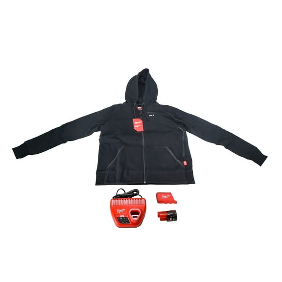 Milwaukee 336B-212X 12V Women's Heated Hoodie Kit Black (2XLarge) with 2.0Ah Lithium Ion Battery & Charger