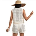 thumbnail image 3 of Conjunto de Dos Piezas de Crochet para Mujer, Traje de Baño Sin Mangas de Punto Calado, Top y Pantalones Cortos Informales, Conjunto de Playa M, 3 of 10