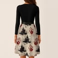 thumbnail image 5 of Halloween Dresses for Women Bat Candy Long Sleeve Cocktail 1950s Cute Dress Crew Neck Hepburn Funny Vintage Tea Length Dress with Belt 4XL, 5 of 6