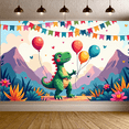 thumbnail image 6 of LUUFILx Dinosaur Party Banner Backdrop Colorful Balloons Kids Birthday Decoration Photography Props Jungle Background Party Supplies Garden Celebration, 6 of 8