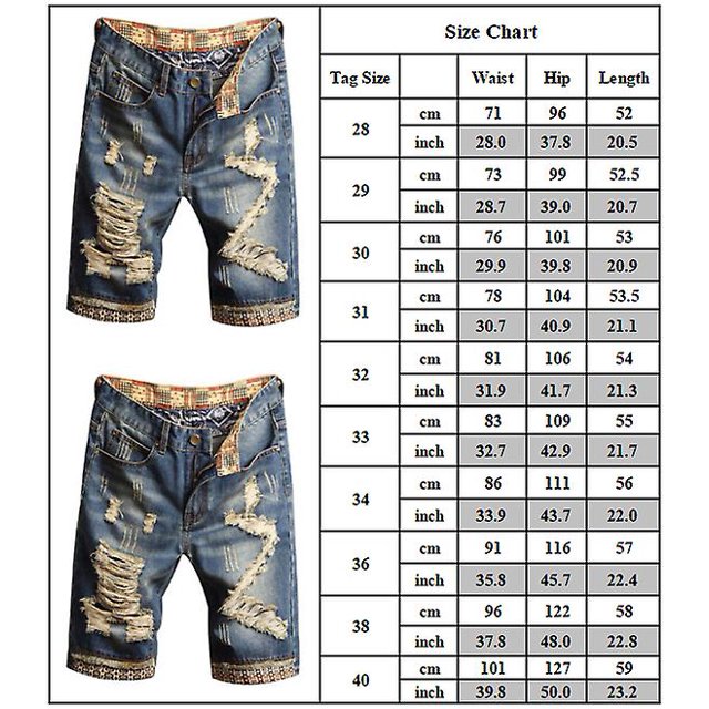 Pantalones cortos de mezclilla rasgados de la vendimia de los hombres Pantalones vaqueros destruidos casuales de verano Pantalones cortos de talla grande LingWen 8390611060602