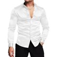 thumbnail image 1 of Men's Luxury Shiny Silk Like Satin Button Up Dress Shirts, 1 of 5