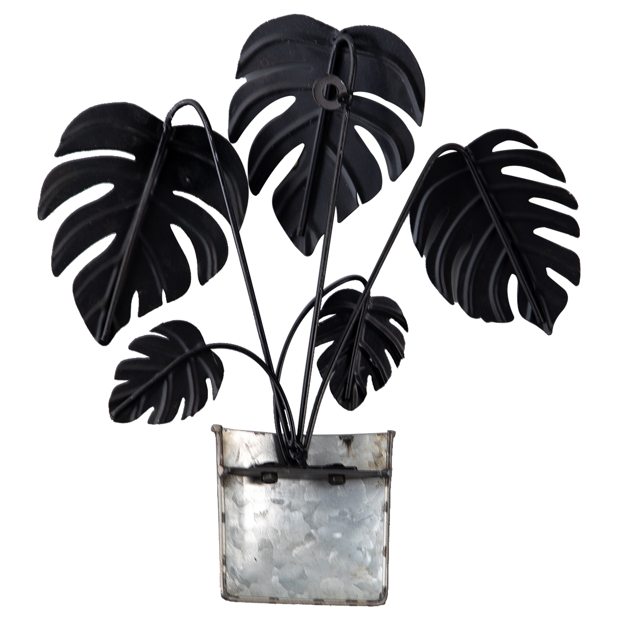 Sintosin Green Monstera Leaves Metal Wall Decor 10" x 12", Metal Monstera Leaf Wall Hanging Decor,Green Plants Metal Wall Art Sculpture for Living Room, Office, Hotel