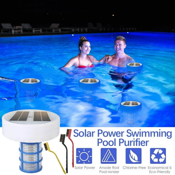 Kumdkd Solar Pool Ionizer with LED Lights - Copper Anode Water Purifier for Swimming Pools (20K Gallon Capacity, Chemical-Free)