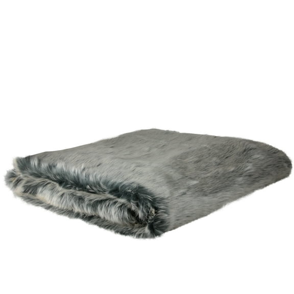 Northlight Plush Dual-Tone Faux Fur Throw Blanket - 50" x 60" - Ash Gray and Cream
