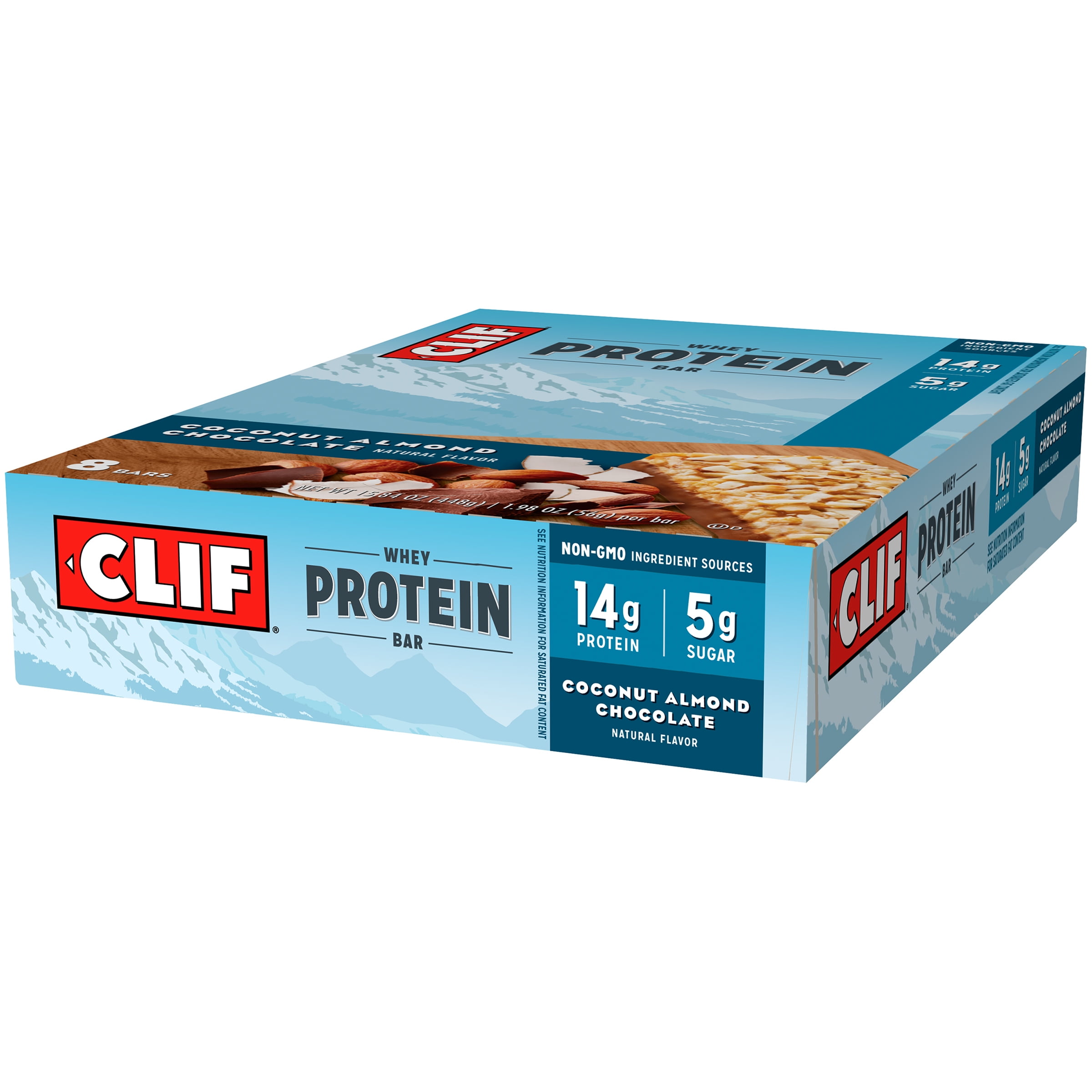 Clif Whey Protein Bars, Coconut Almond Chocolate, 8 Bars, 1.98 Oz each