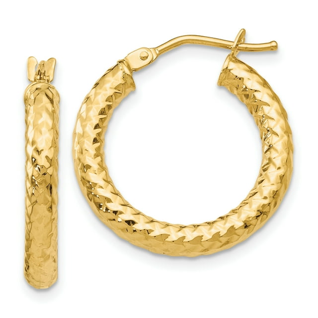 14k Yellow Gold Hoop Earrings Round