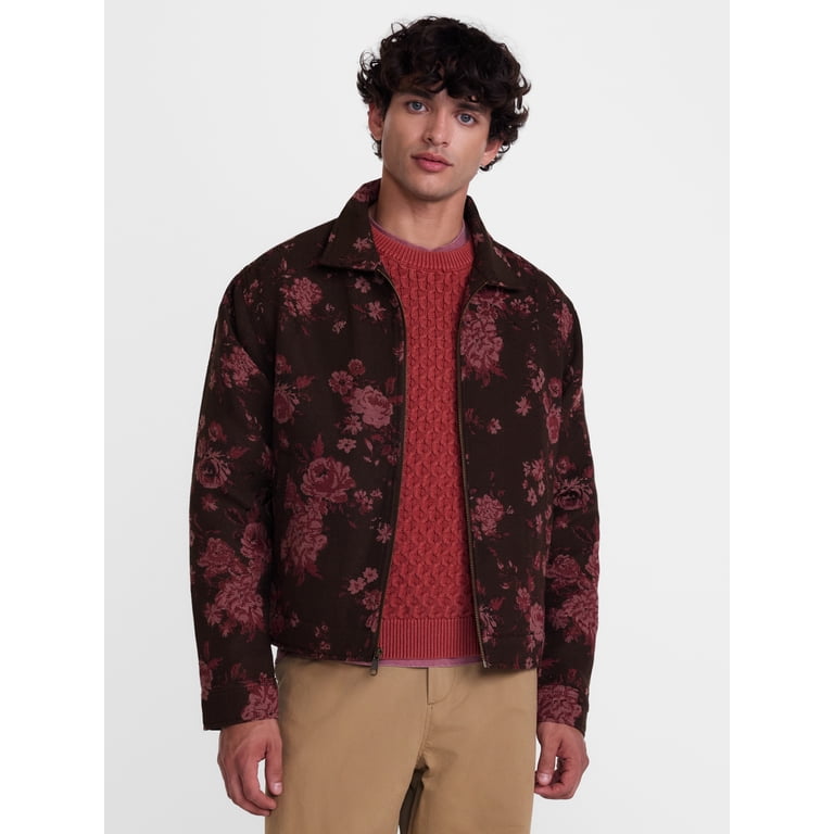 No Boundaries Men's Boxy Fit Floral Jacquard Jacket photo 1