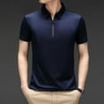 thumbnail image 2 of Polo Shirts for Men XL Zipper Casual Quarter Zip Tee Vintage Short Sleeve Collared Summer Pullover Navy Button Down Tops Sizes XL, 2 of 7