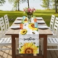 thumbnail image 4 of Sunflowers Bees 90 Inch Table Runner, Grey Check Sunshine Watercolor Floral Farmhouse Dresser Scarf Cotton & Linen Tablerunner for Dining/Kitchen Island/Holiday Party Décor 13" x 90", 4 of 9
