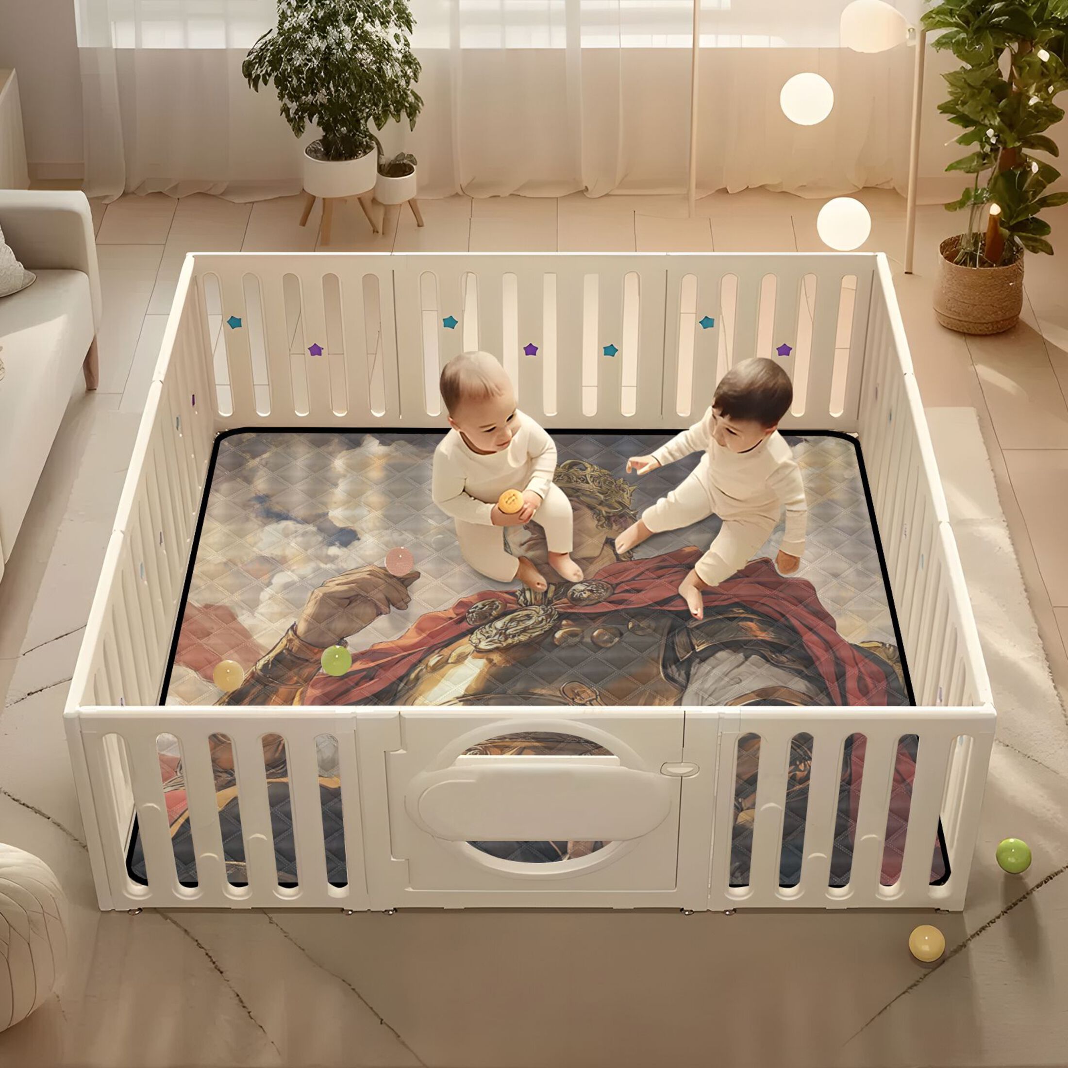 WOBOGO Vanquished King Baby Playmats Extra Large Waterproof Rollable Activity Pads for Toddlers 50×50inch
