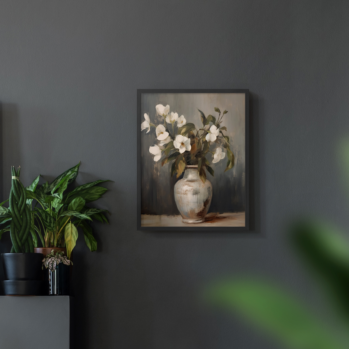 Vintage Floral Print XXII - 14in. x 11in. Vintage Framed Print in Black Wood Frame