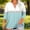 #147-Sky Blue, variant on Ounisa Women's Tops Floral Stripe Print 3/4 Length Sleeve Pleated Front V Neck Button Tunic T Shirts