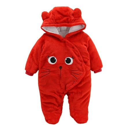 

XYIJANI Baby Girl Sets Newborn Baby Girls Boys Solid Cartoon Cat Velvet Hooded Jumpsuit Romper Bodysuit Baby Girl Sleepers 0-3 Months 18 Month Boy Shirts (Red 73)