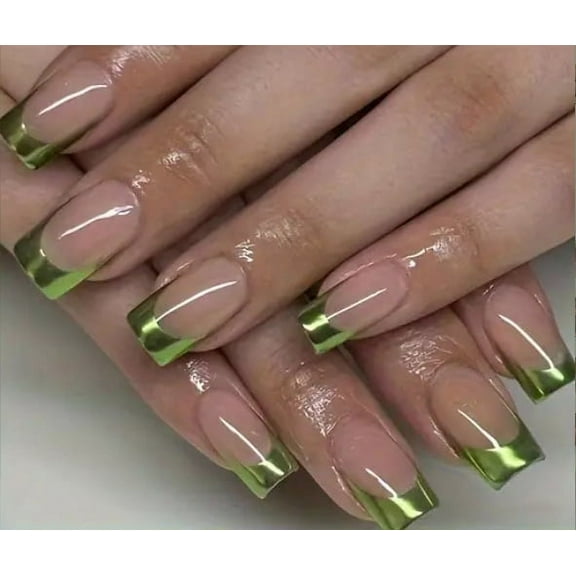 YTTAL Press On Nails | Glossy, Semi-Transparent, Short Round Nails, Reusable | 12 Sizes - 24 Nail Kit Acrylic Nail Kit