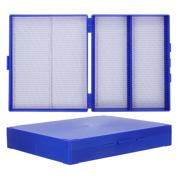 Caja de almacenamiento de portaobjetos de microscopio con tapa, 2 unidades, estuche de plástico para 100 portaobjetos de vidrio, organizador de portaobjetos para laboratorio de patología