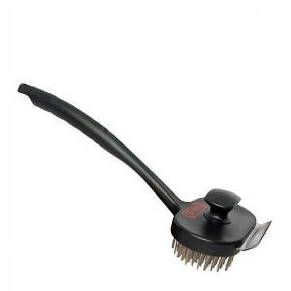 Chef Master Stainless Steel Bristles Black Plastic Dual-Handle Char-Broiler Brush - 6 3/4"L x 4"W x 17"H