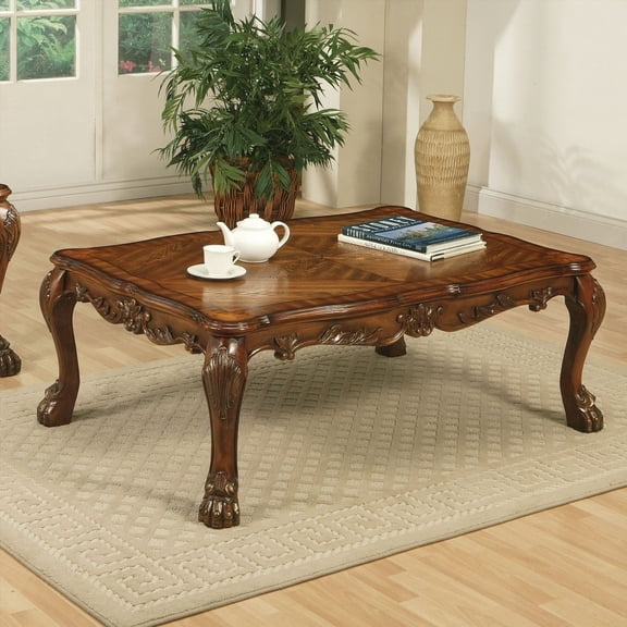 Cherry Oak Coffee Table featuring Claw Legs for Elegant Living