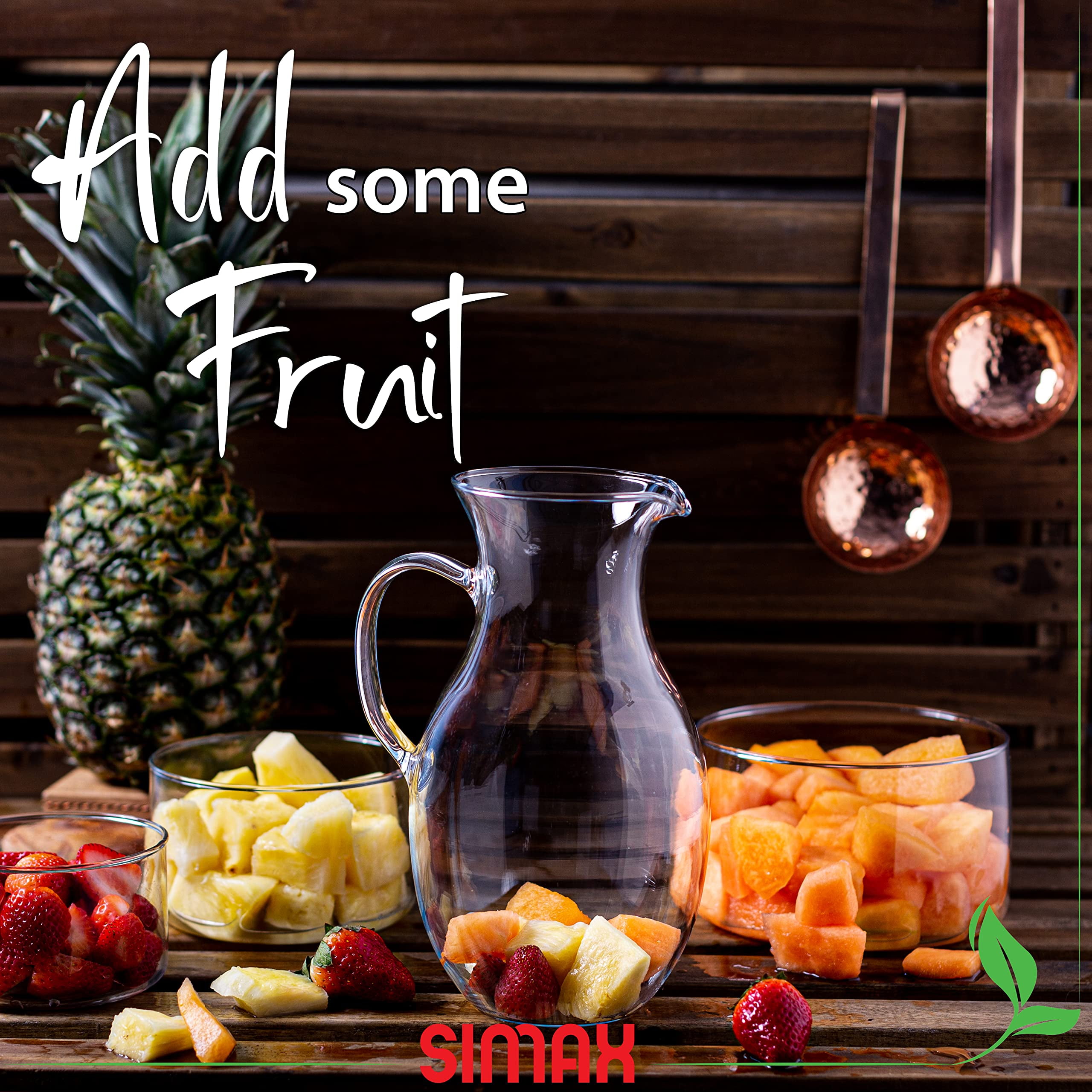 Simax Glassware Clear Glass Pitcher | 1.5 Quart. Borosilicate Glass, Microwave and Dishwasher Safe