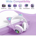 thumbnail image 5 of Kids Headphones,Cat Ear Bluetooth Headphones with Microphone/RGB LED Light Up,Foldable Stereo Over-Ear Headphones for Kids Tablet/School/Pad/Smartphone,Purplre, 5 of 9