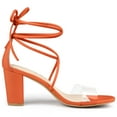 thumbnail image 7 of Unique Bargains Women's Clear Strap Block Heel Lace Up Heels Sandals, 7 of 7