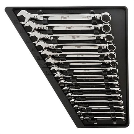 UPC: 0045242499045 | Milwaukee 48-22-9515 – 15-Piece Metric 12-Point Straight Head Combination Wrench Set with Storage Tray