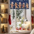 thumbnail image 3 of Kitchen Cafe Valance Curtain for Small Windows,Xmas Ginger Bread Man Snowflakes on Blue Rod Pocket Short Valances,42x18in, 3 of 9