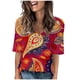 thumbnail image 2 of Fiudx Liquidación de Ahorros de Verano Camiseta de Manga Corta con Cuello En V Estampada Informal a La Moda para Mujer, 2 of 4