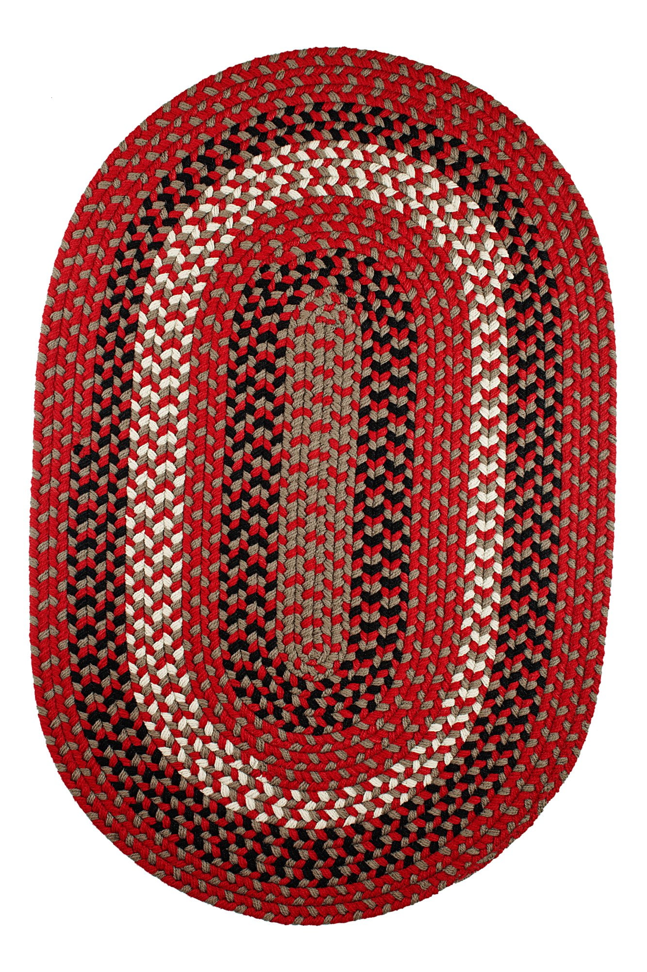 Indoor/Outdoor Rug, Red Reversible Braided Textured Design, 5Ft. X 8Ft